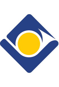 De Dietrich Logo stylisé avec un soleil jaune dans un carré bleu.